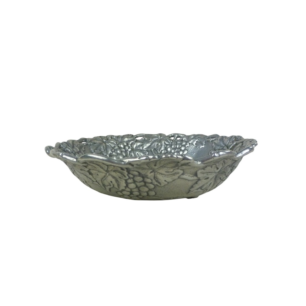 Arthur Court Grape Vine Aluminum Serving‎ Bowl Vintage 1995 Silver Tone 8 Inch